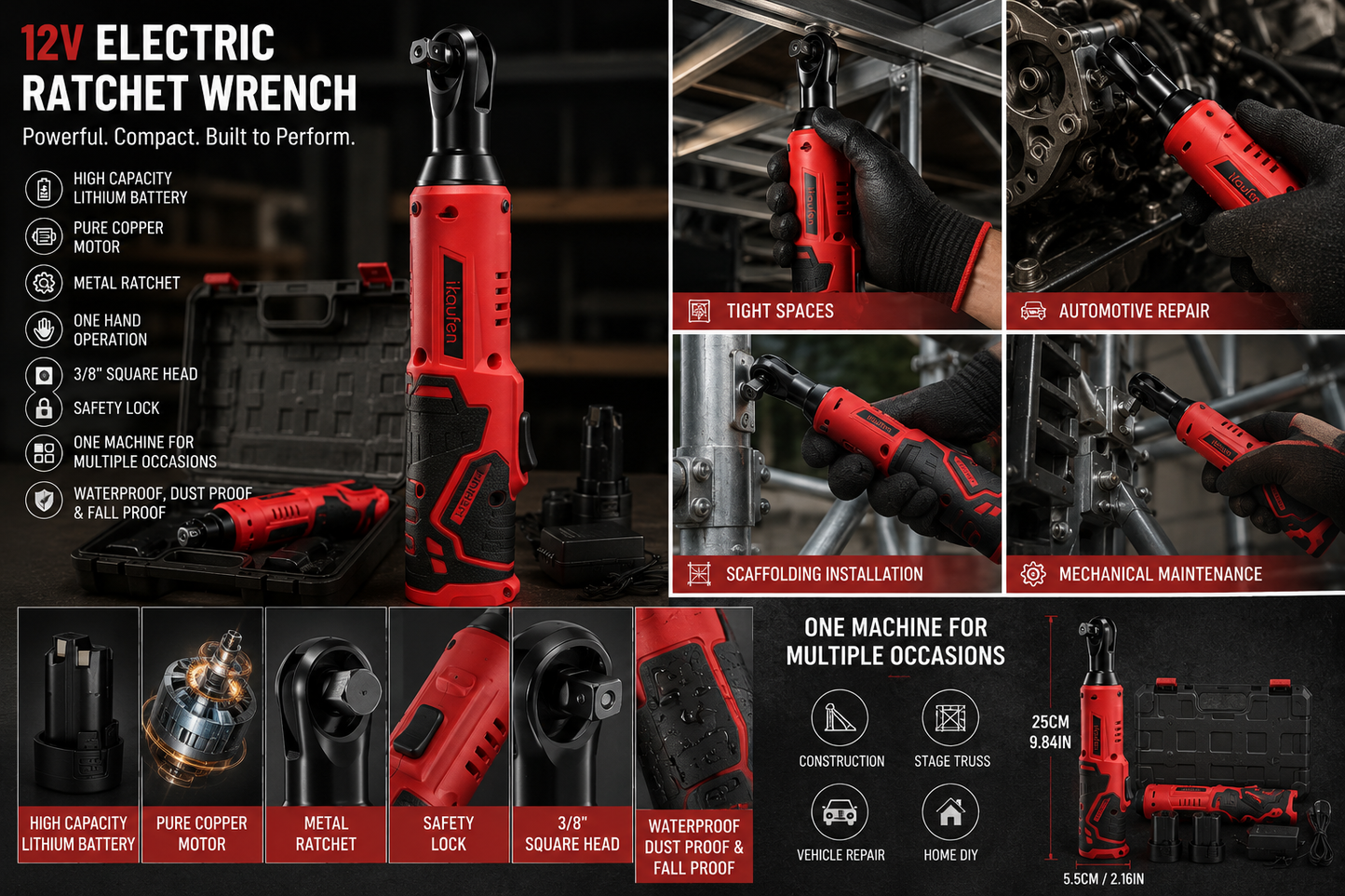 Electric Ratchet Wrench | 12V - 3/8 Head